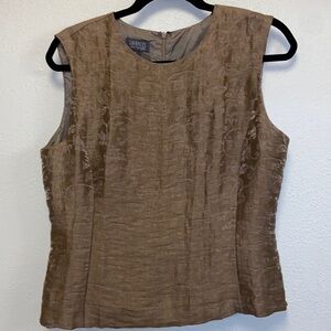 Lafayette 148 Brown Lined Silver Floral Sleeveless Top 4821